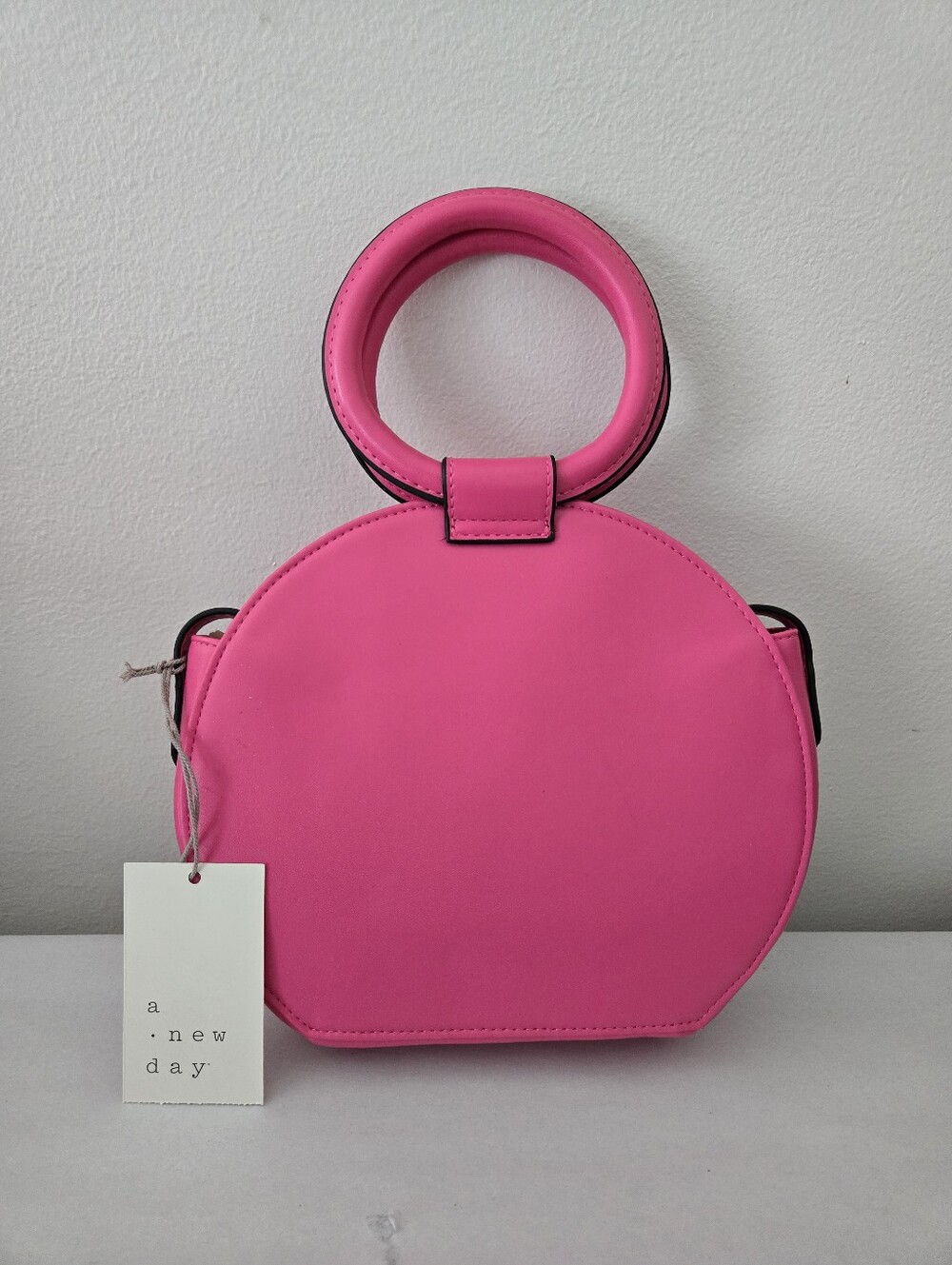 NWT A New Day Bright Pink Round Handle Circle Crossbody Handbag